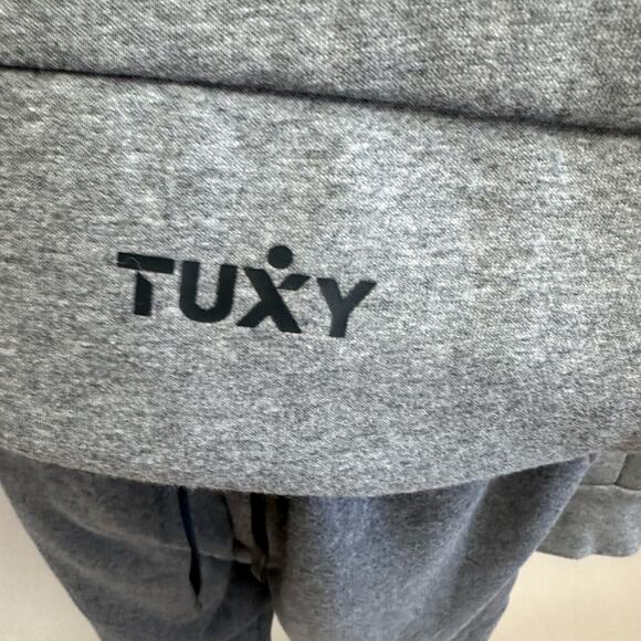 Tuxy Suit Men's Gray/Black Jumpsuit One Piece Hoodie Sweatsuit Size Large - Picture 13 of 16